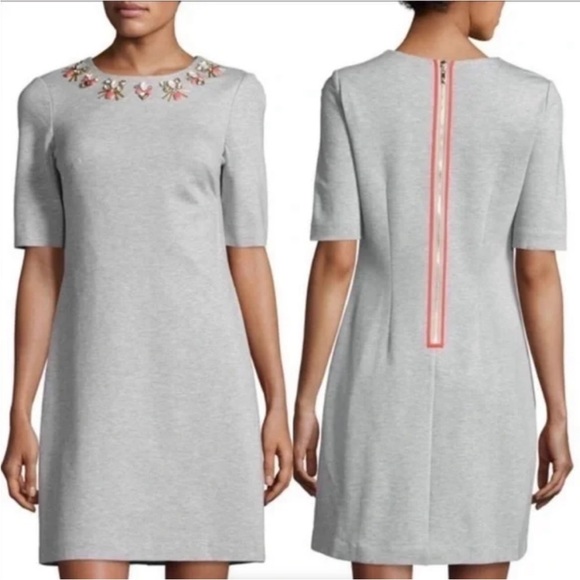 Eliza J Dresses & Skirts - Anthropologie Eliza J Shift Dress Gray Embellishment Rhinestones Beads S…